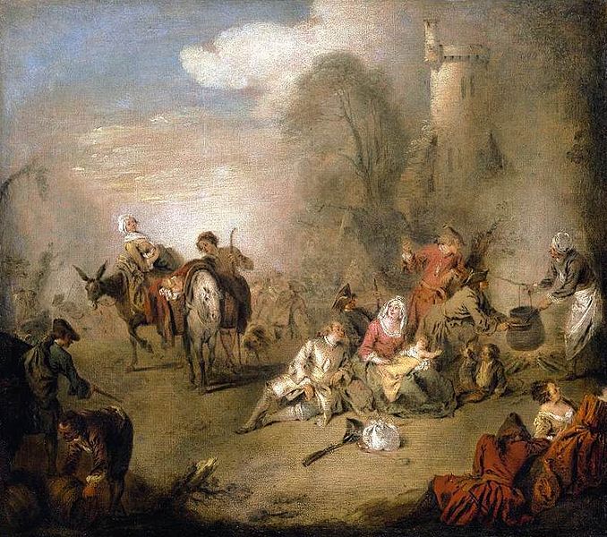Jean-Baptiste Pater Soldiers and Camp Followers Resting from a March